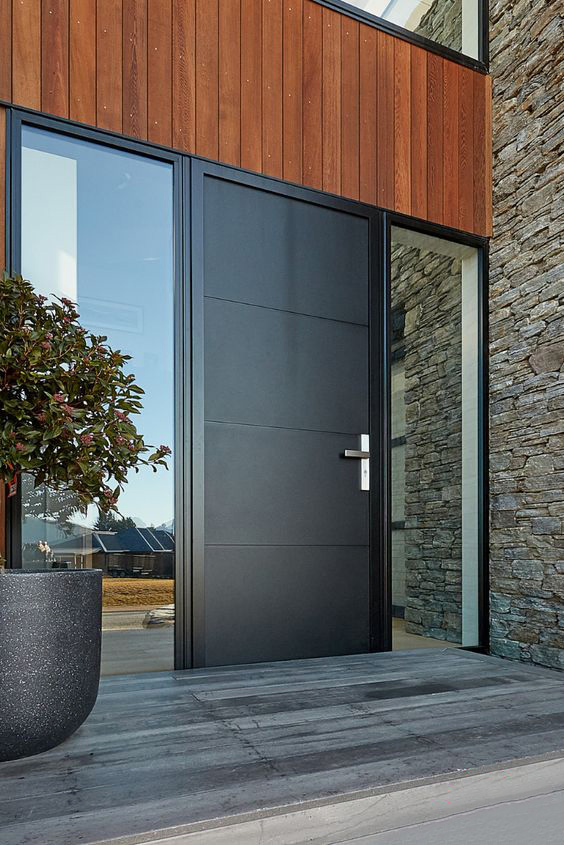 Factory Price Customized Main Exterior Entrance Entry Front Doors Metal Stainless Steel Aluminum Modern Wrought Iron Main Gate Pivot Door for House Decor