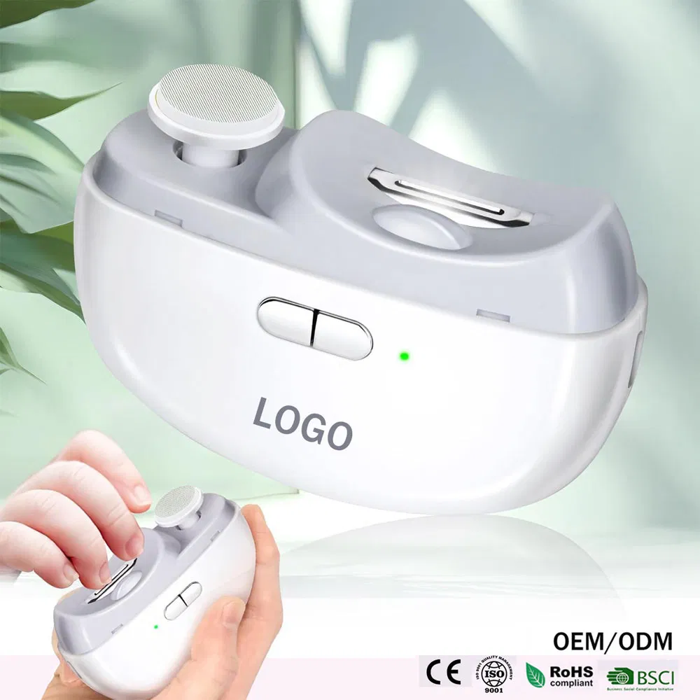 Automatic Multifunctional 2 in 1 Electric Manicure Care Tool Rechargeable Baby Nail Art Clipper with Light