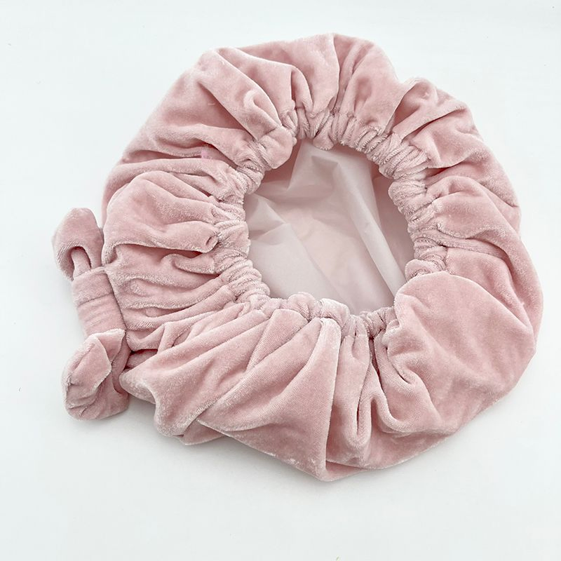 Custom Polyester PE Elastic Hairband Soft Double Layer Bonnet Waterproof Bath Shower Cap