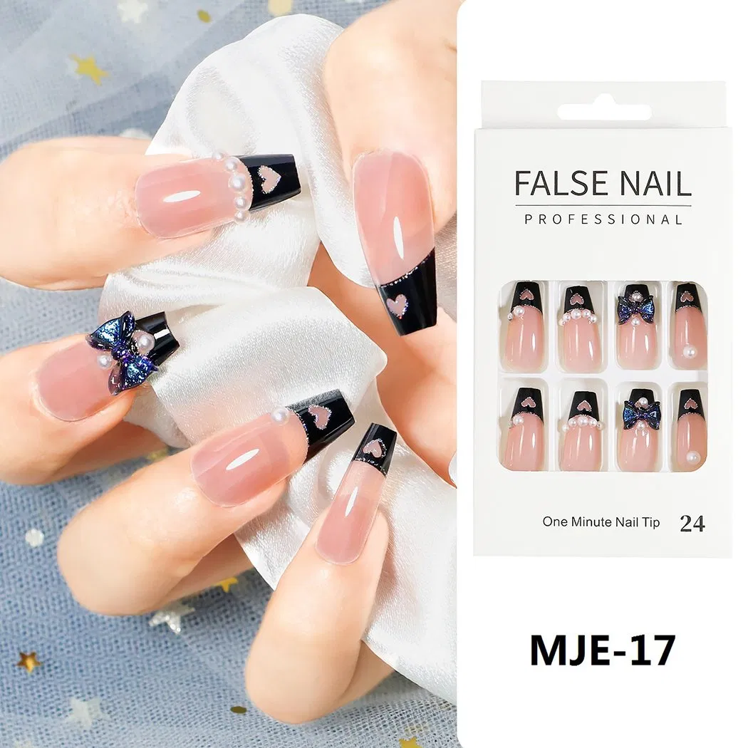Wholesale 24PCS Almond French Press Acrylic Finger False Nails Multi-Size Set Convenient Removable Armor ABS Material Square