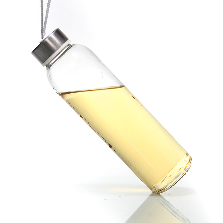 Popular Dishwasher Safe High Borosilicate Glass Juice Bottle with Bamboo Lid