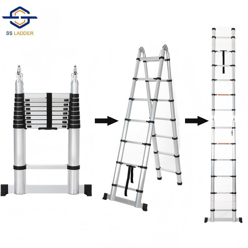 Direct Manufacturer High Stability Lightweight Premium Aluminum Extendable Double Sided Ladder