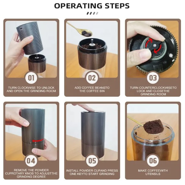 Compact Electric Coffee Grinder with Adjustable Stainless Steel Blades