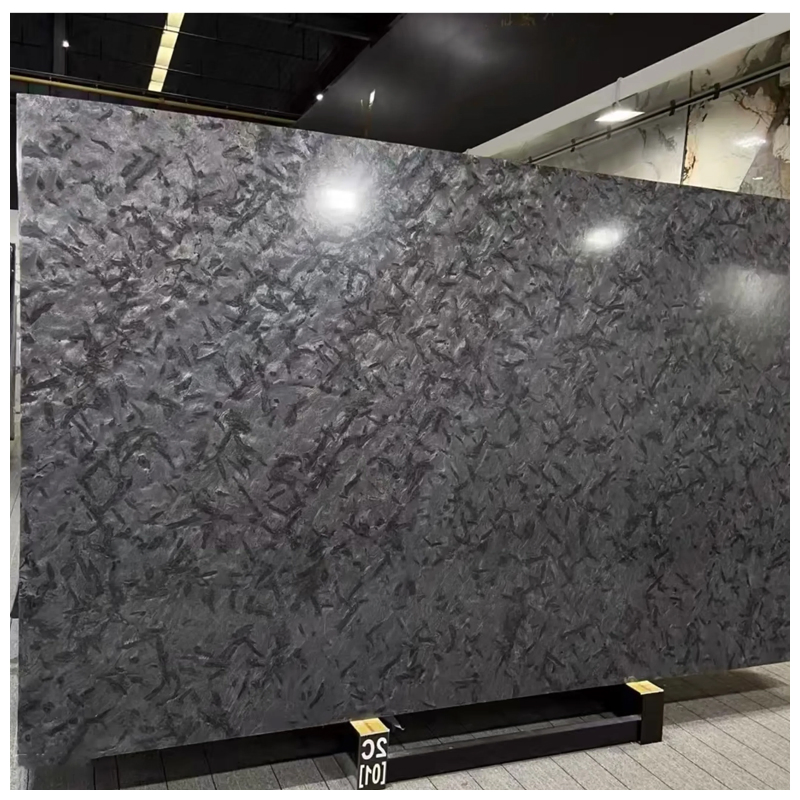 Leathered Black Matrix Quartzite Slabs for Tiles and Countertops