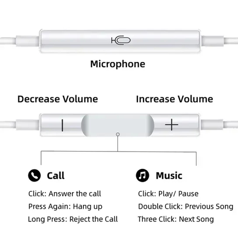 High-Quality Wired Earbuds for Lightning and Type-C Smartphones