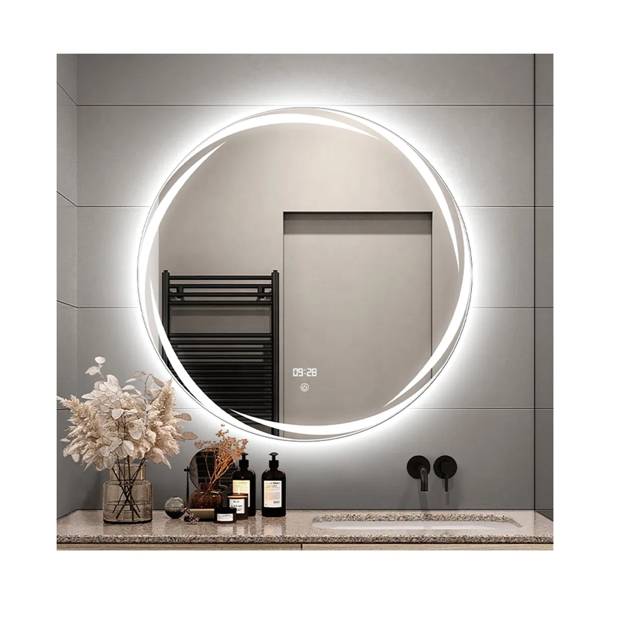 Anti Fog Round Mirror Smart LED Light Touch Screen Bathroom Smart Mirror