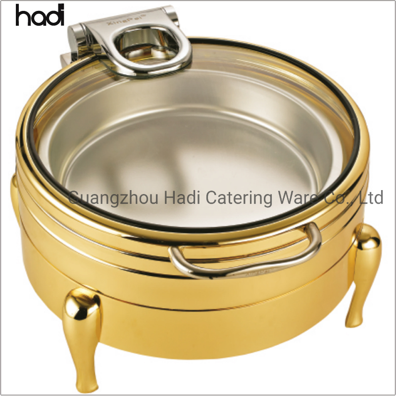 Other Hotel & Restaurant Supplies Buffet Hydraulic Chafer Dish Luxury Golden Chafing Dish Round Induction Rose Gold Food Warmers