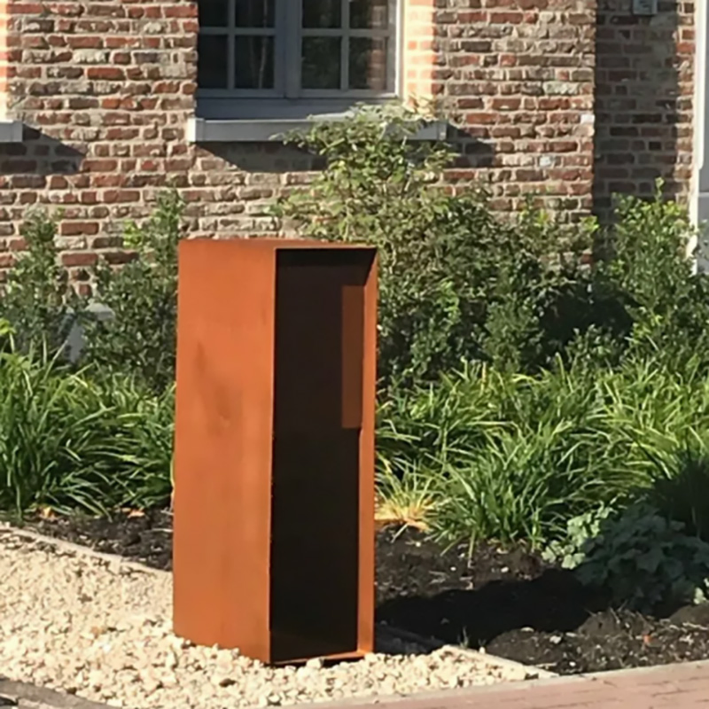 Corten Steel Letterbox Urban Design Rusty Metal Mailbox with Key Lock