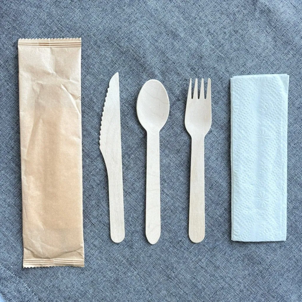 Factory Price Disposable Wood Spoon and Knife Fork Sustainable and Compostable Utensils