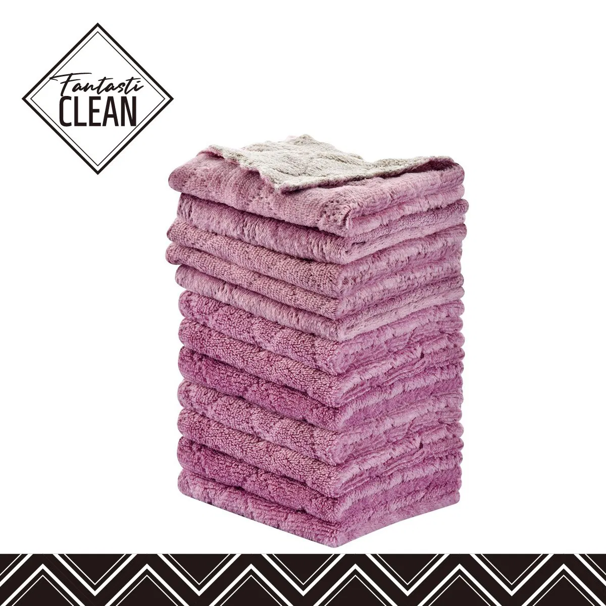 Fantasticlean Multi-Purpose Double-Sided Reusable Microfiber Cloths - Kitchen, Furniture, Car Cleaning Towels (Eco-Friendly, Quick-Dry)