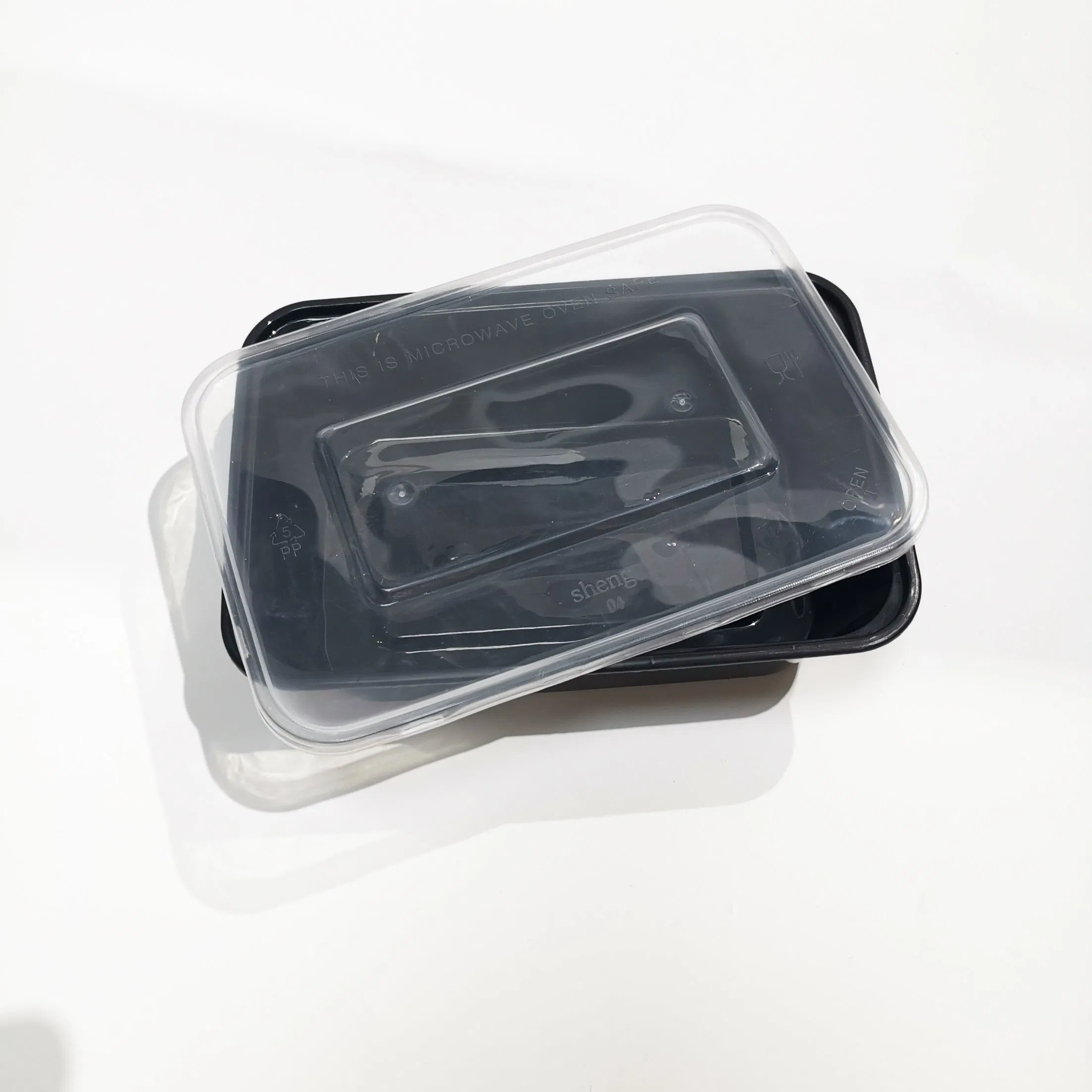 Black PP Plastic Bento Lunch Food Container Takeaway Microwavable Box