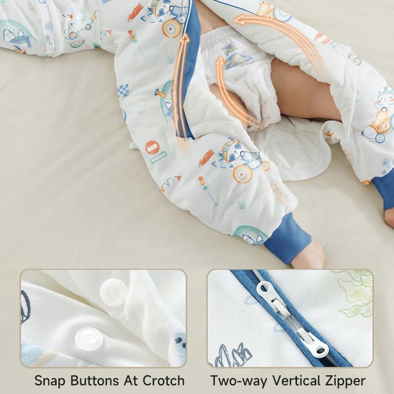 Children Winter Split Legs Sleeping Bag Thermostatic Baby Bamboo Cotton Sleeping Sack