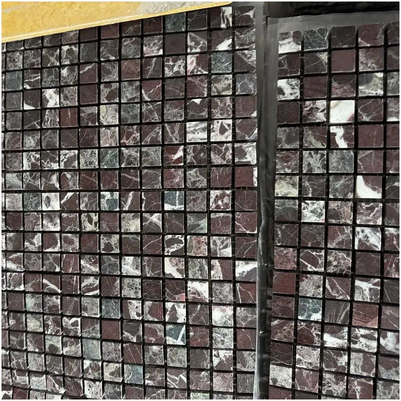 Rosso Levanto Purple Marble Square Mosaic Tiles