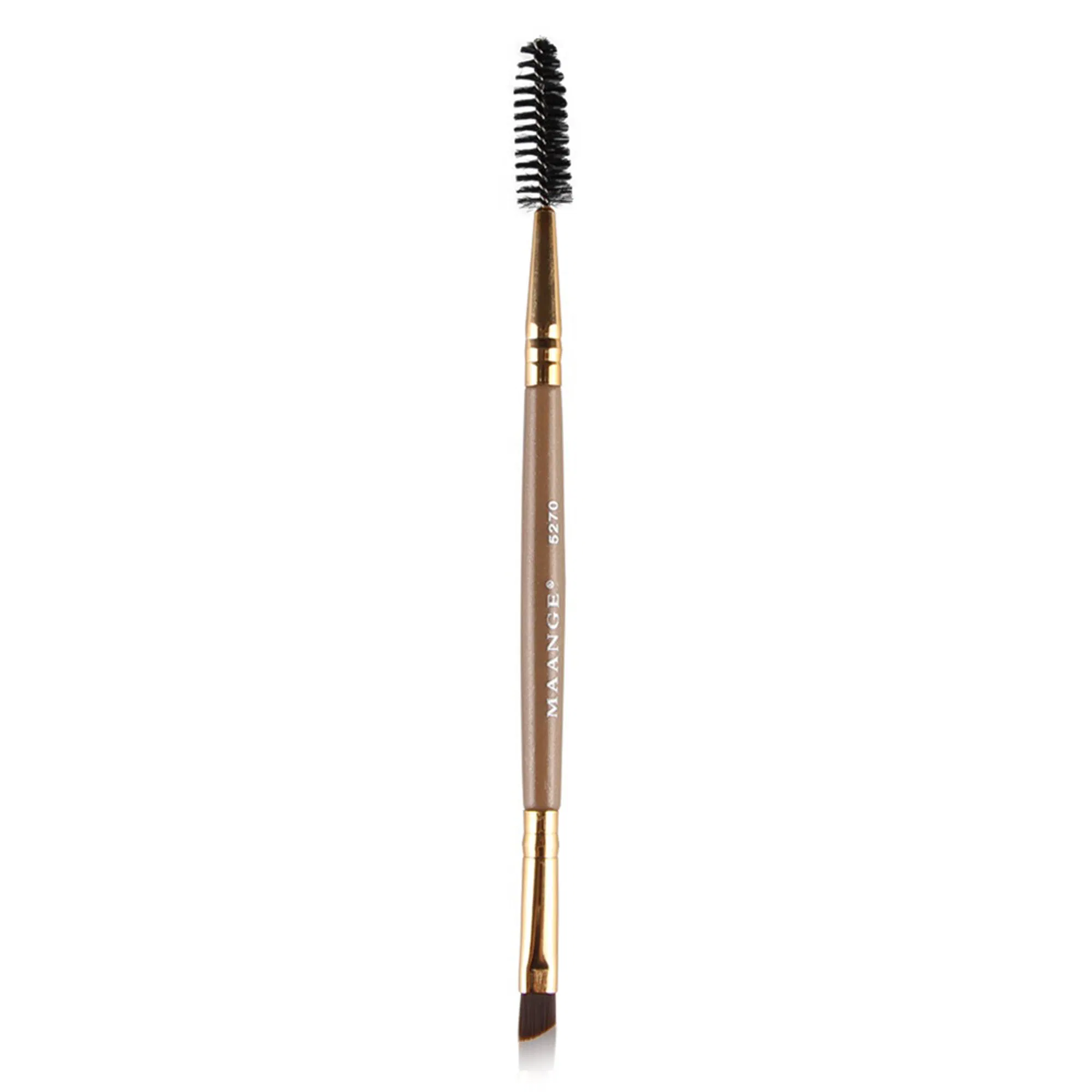 Professional Double-Ended Angled Eye Brow Brush and Spoolie Brush (Black) Eyebrow Brush