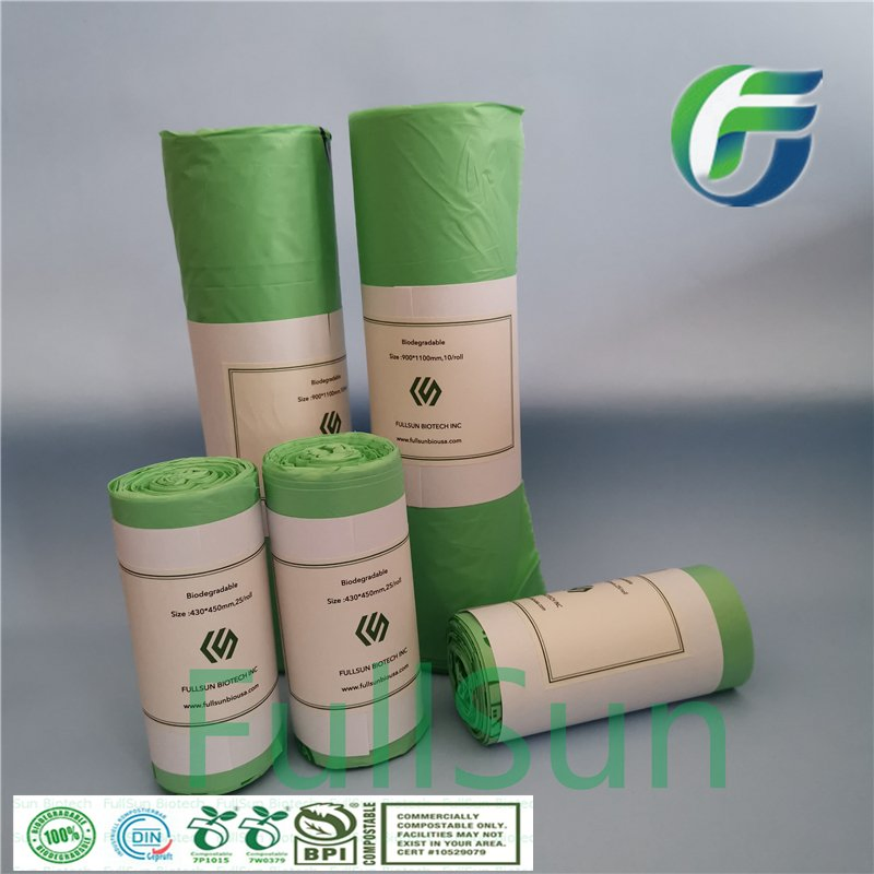 100% Biodegradable Plastic Shopping Bin/Can Compostable Drawstring Kitchen Garbage Trash Bag