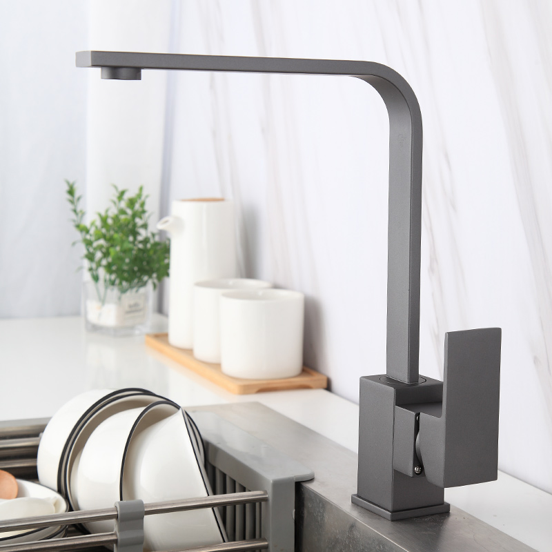 Kitchen Sink Sink Hot and Cold Water Faucet Copper Black Kitchen Faucet Square