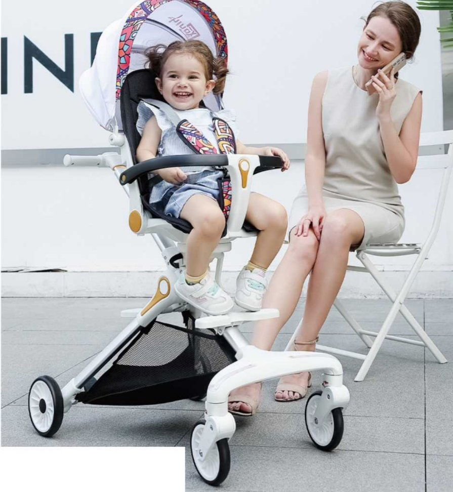 Fully Closed Canopy Elastic Fabric Aluminum Frame Baby Stroller