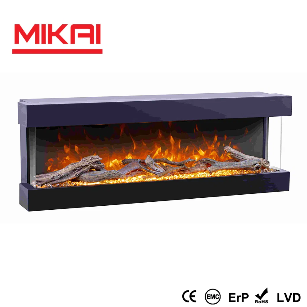 Wholesale Built-in High-End Modern 3 Side View Hybrid Flame Living Room Decorating Built in Electric Fireplace
