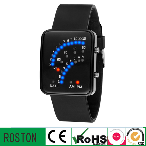 LED Digital Watch with Fan Lights