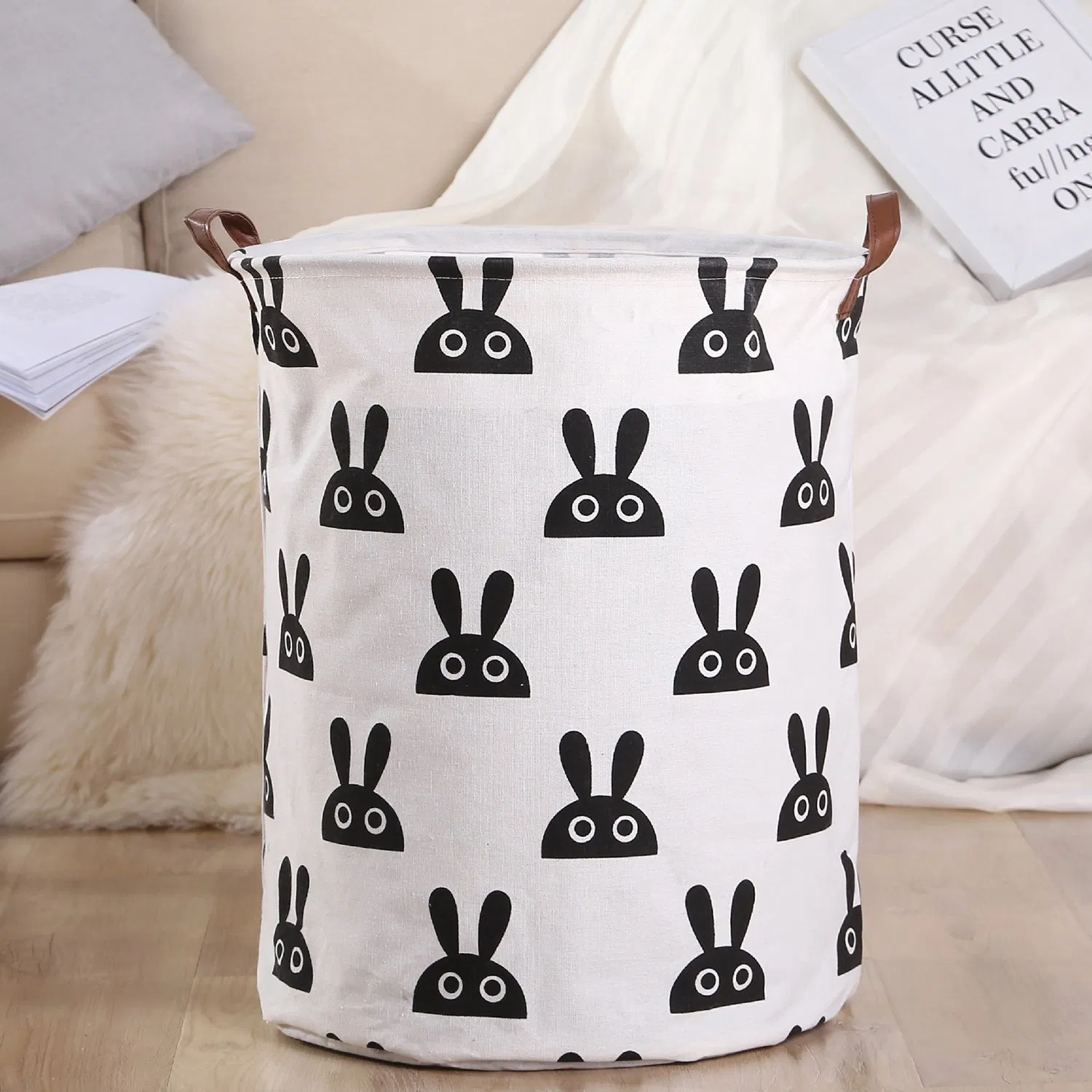 Folding Laundry Basket Round Storage Bin Bag Large Hamper Collapsible Clothes Basket