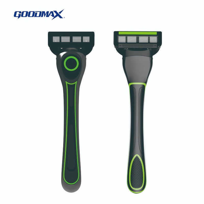 6 Blade Changeable Head Razor Open Back Design Metal Handle