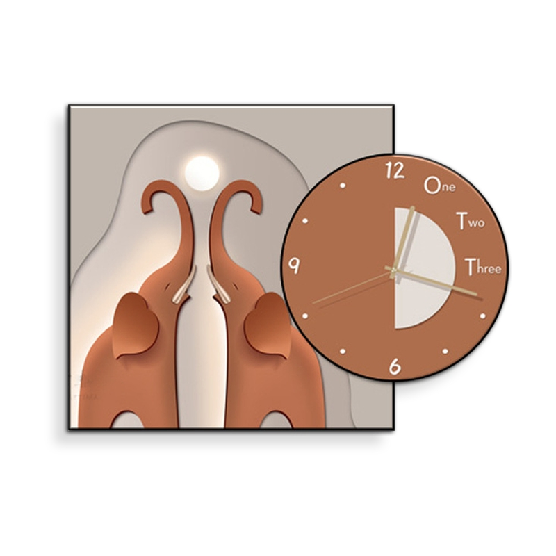 OEM Customized Modern Elephant Crystal Canvas Wall Clock