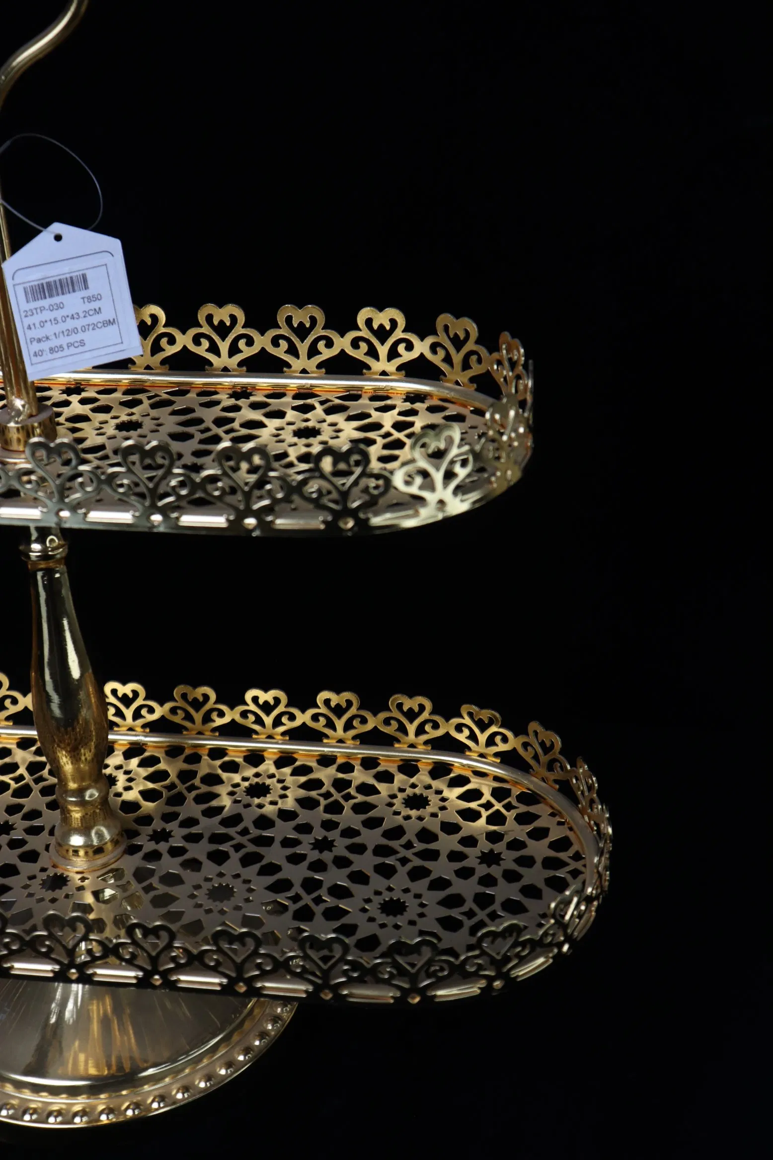Large Size Three Floors Layered Cake Gold-Plated Iron Standard Decoration Pentagram Plate Afternoon Tea Cake Stand