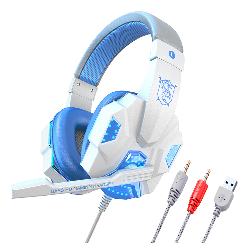 Wired Stereo Headphone Noise Cancelling Gamer Headset LED Gaming Headphone with Mic for PC Headset Game PS45 Switch xBox