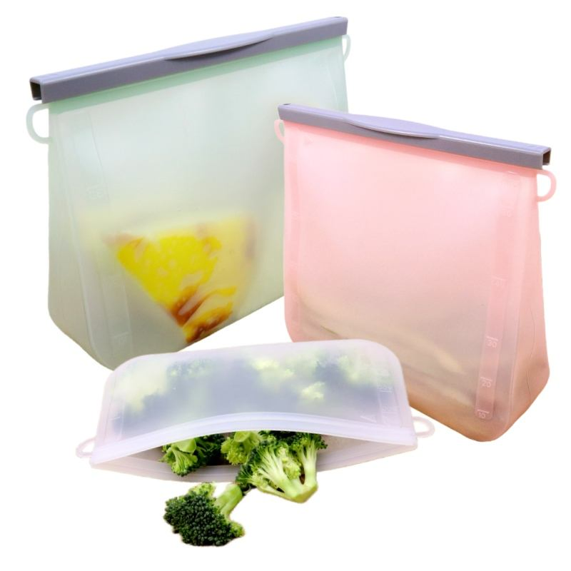 Factory Price Wholesale Heat-Resistant Fresh Keeping Leak-Proof Reusable Silicone Food Storage Bag with Multiple Sizes 500ml 1000ml 1500ml