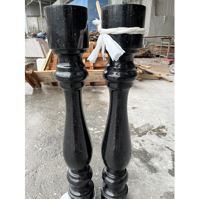 Black Galaxy Granite Natural Stone Column Balustrade & Railing for Terraces Handrail