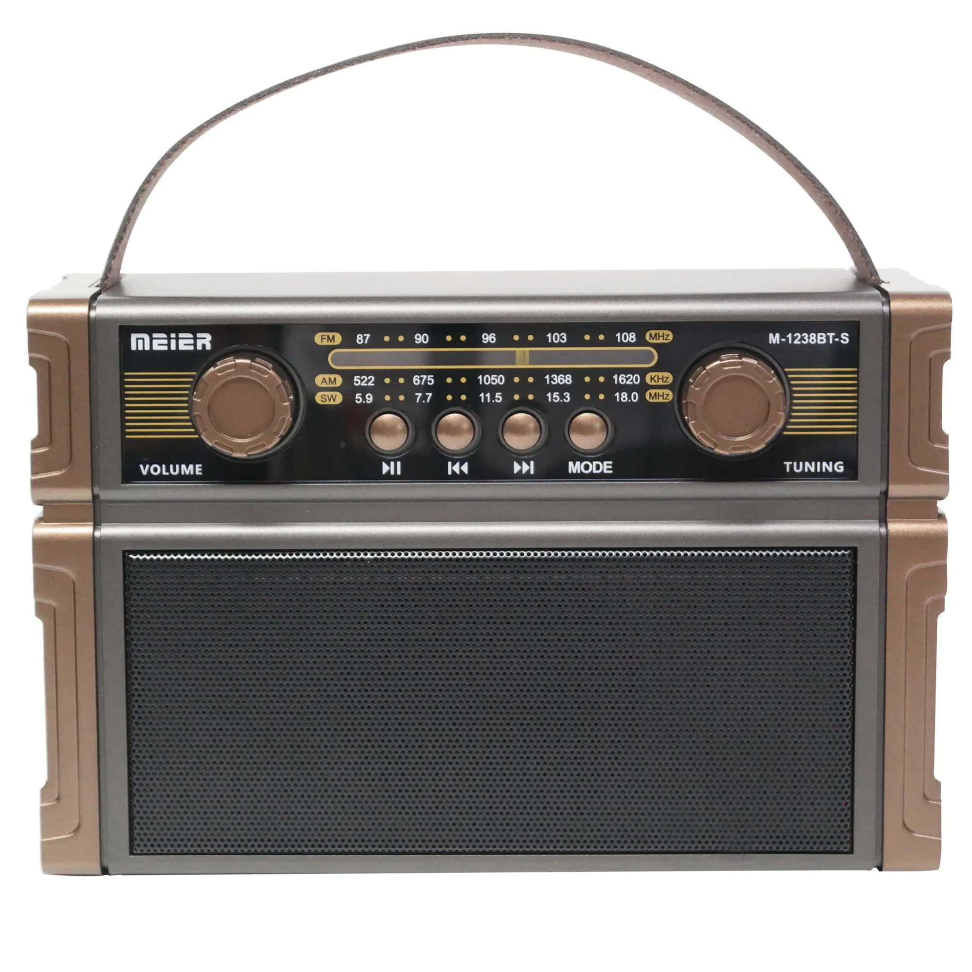 Radio Cassette Recorders FM Radio, LED Flashlight, TF Card and MP3 Player, Rechargeable Speaker Bluetooth Outdoor Equipment Meier M-1238bts