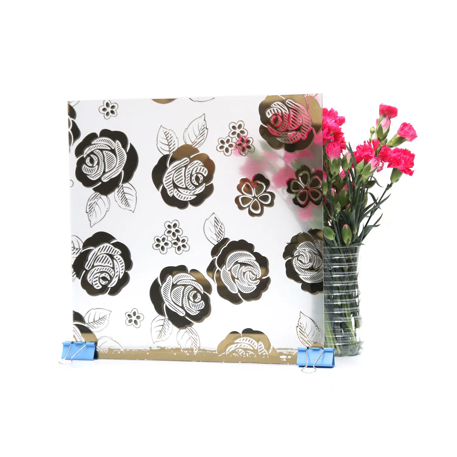 Acid Etched Titanium Ice Flower Glass Decorative Design Frosted Glass