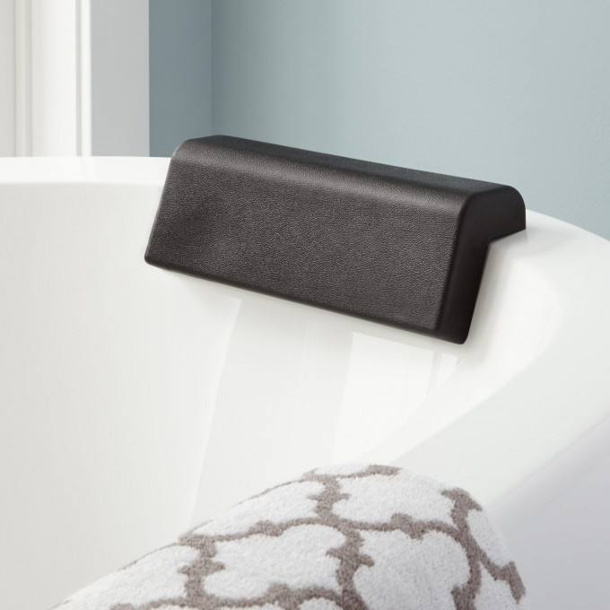 Waterproof Wedge PU Foam Black Comfort Neck Head Bathtub Bath Pillow