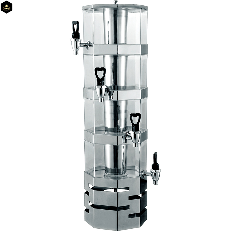 Diwell Factory Wholesale Cheap Price Cold Drink Beverage Dispenser Double Spigot Commercial Gold Plated Juice Dispenser with Tap