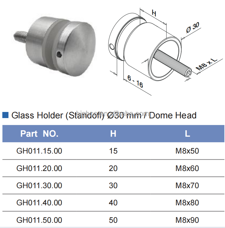 Stainless Steel Frameless Glass Railing System Glass Holder Standoff