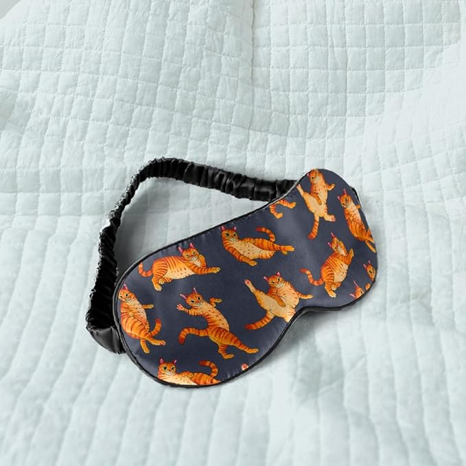 100%Silk Eyemask with Printed Design and Adjustable Tightness