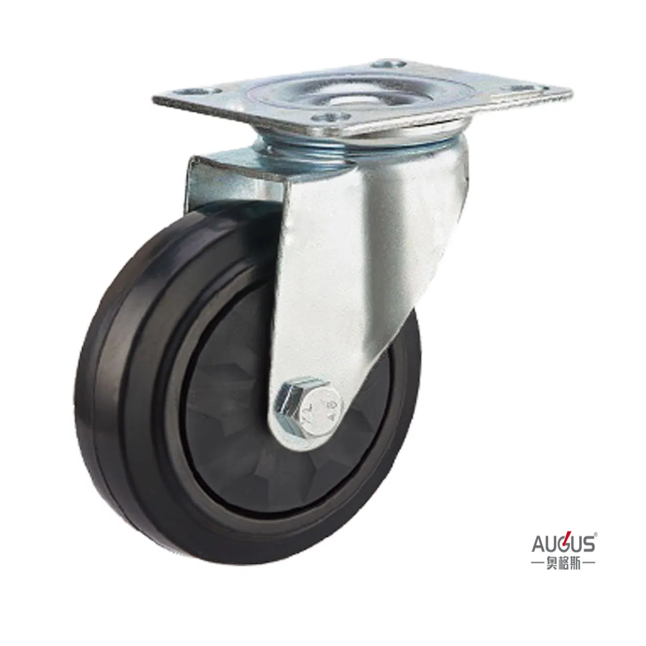 Black Elastic Glue Material of Double Bearing Caster Wheel