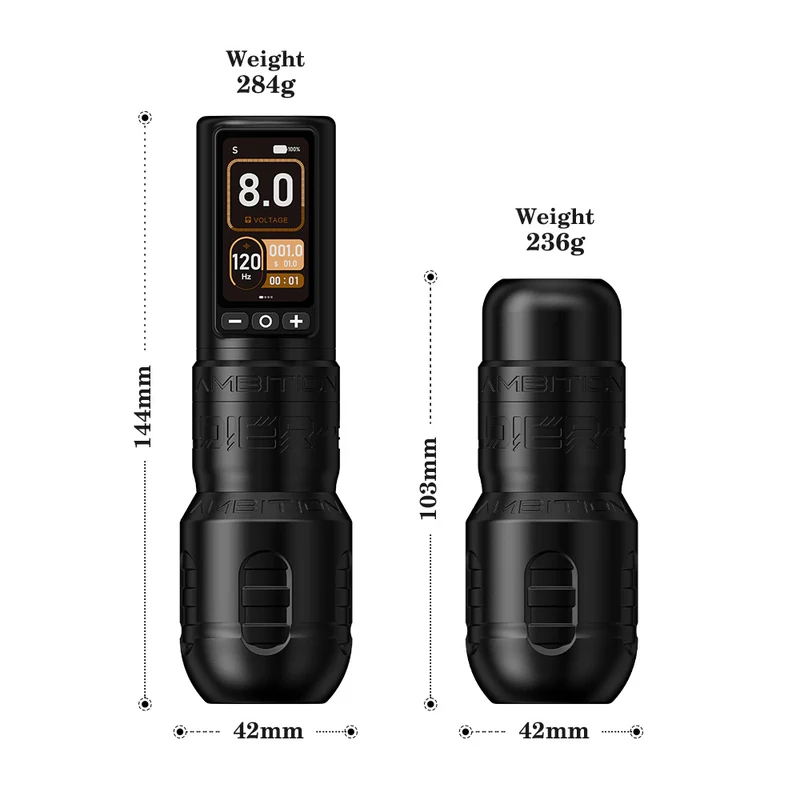 Professional Adjustable Stroke Color Screen Wireless Body Art Tattoo Machine Pen