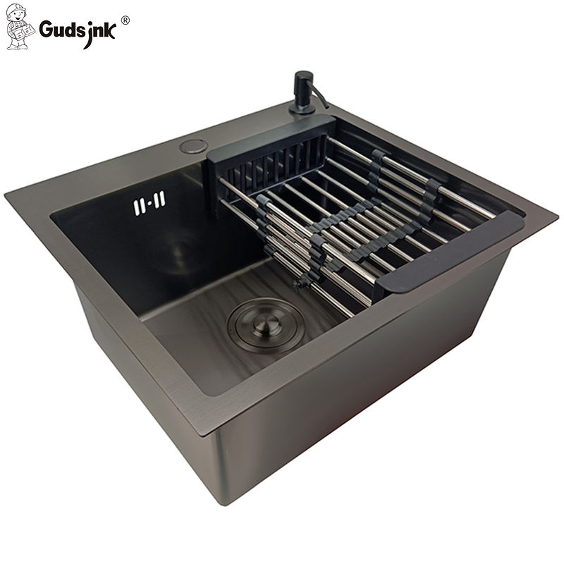 Gudsink Fregadero Black Handmade Single 5050 Kitchen Sink Basin Stainless Steel Sinks
