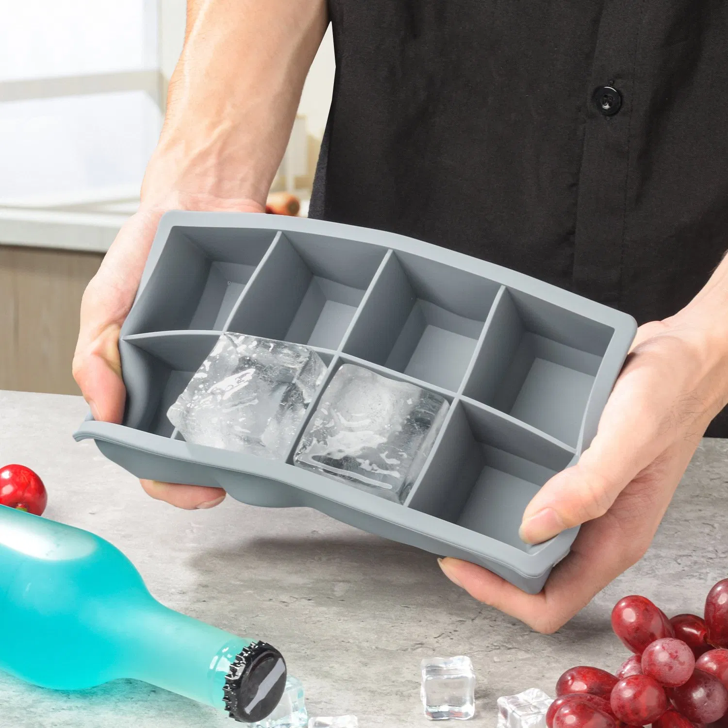 Большая силиконовая форма для льда с крышкой