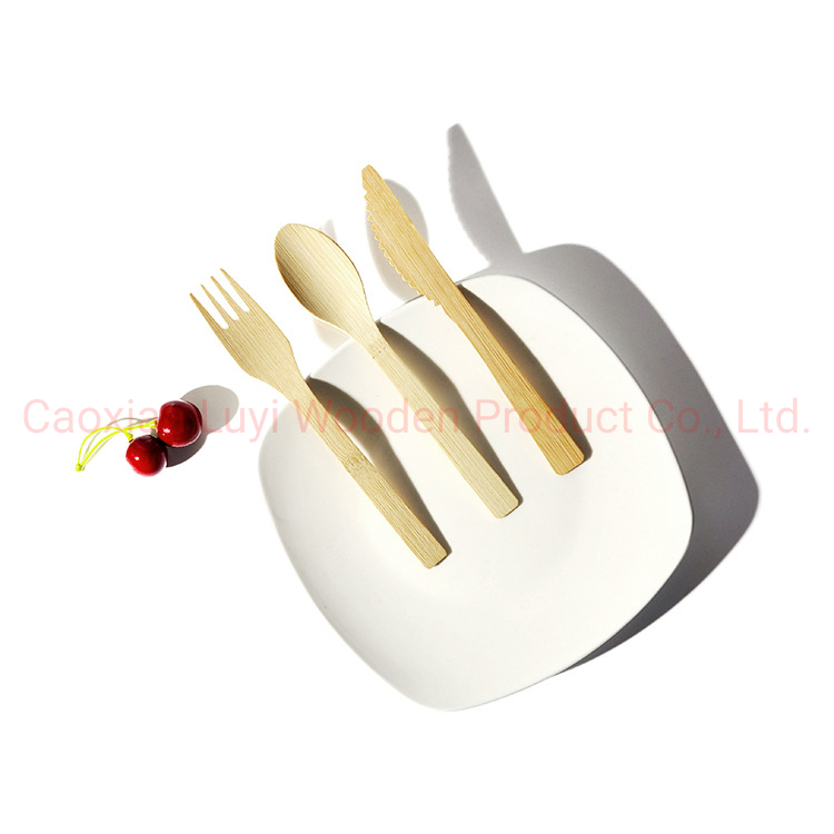 170mm Bamboo Cutlery Set-Fork/Knife/Spoon with Kraft Bag