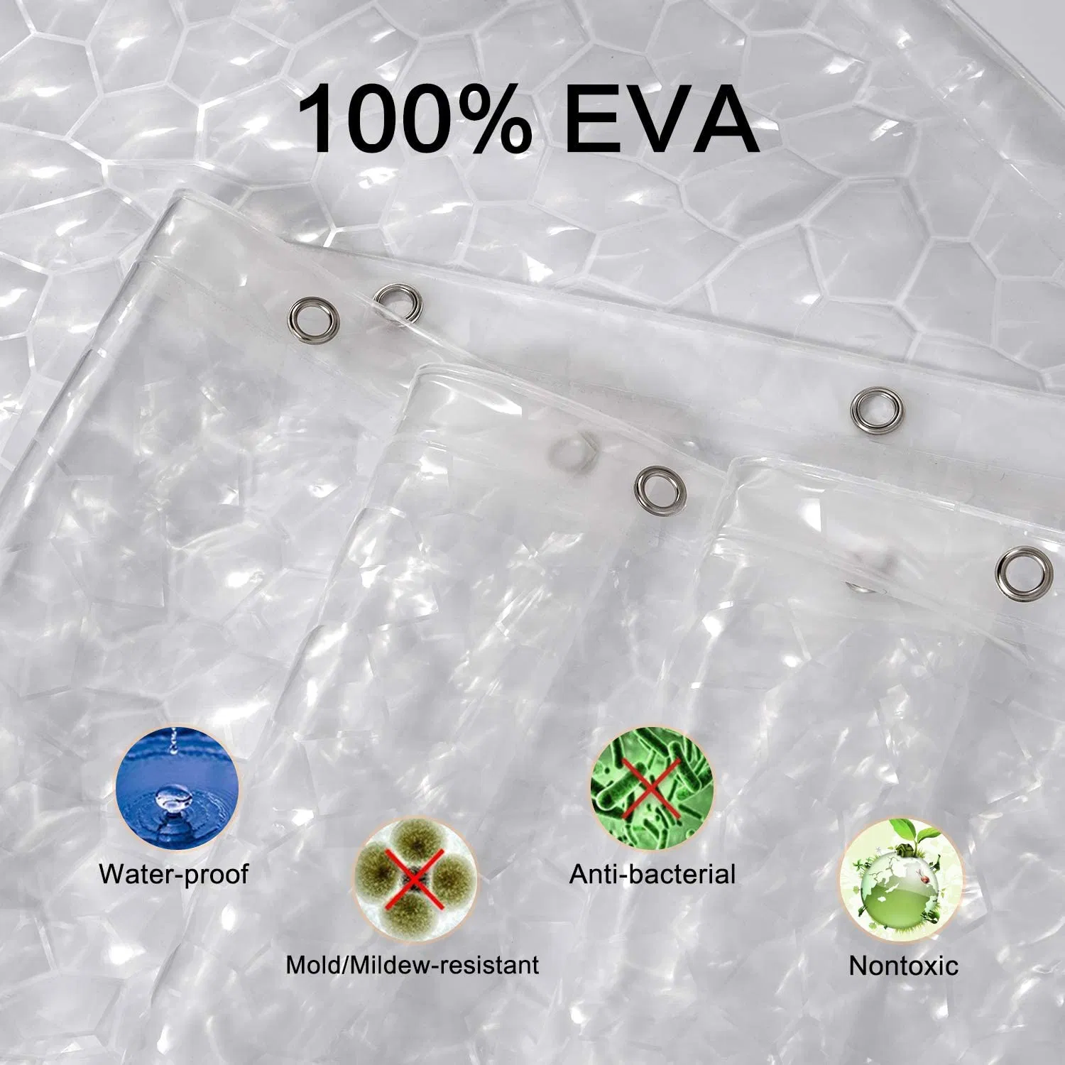 EVA Shower Curtains Waterproof 3D Water Cube No Chemical Smell