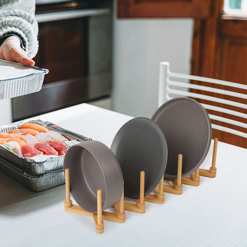 Kitchen Accessories Organizer Bamboo Drain Rack Dish Drying Rack