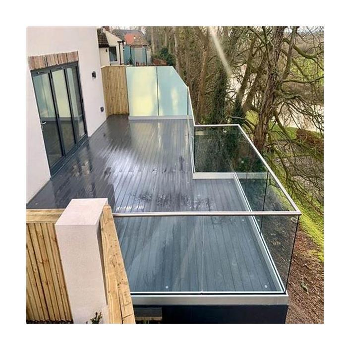 Modern Balcony Railing Designs/ Side Mounted Glass Railing/ Floor Mounted Glass Railing