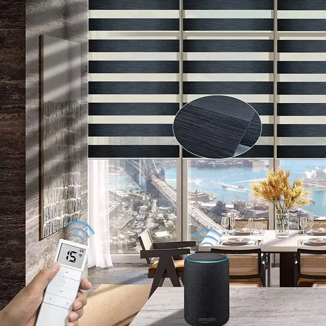 Day and Night Blackout and Windproof Electric Motorized Roller Blinds for Window