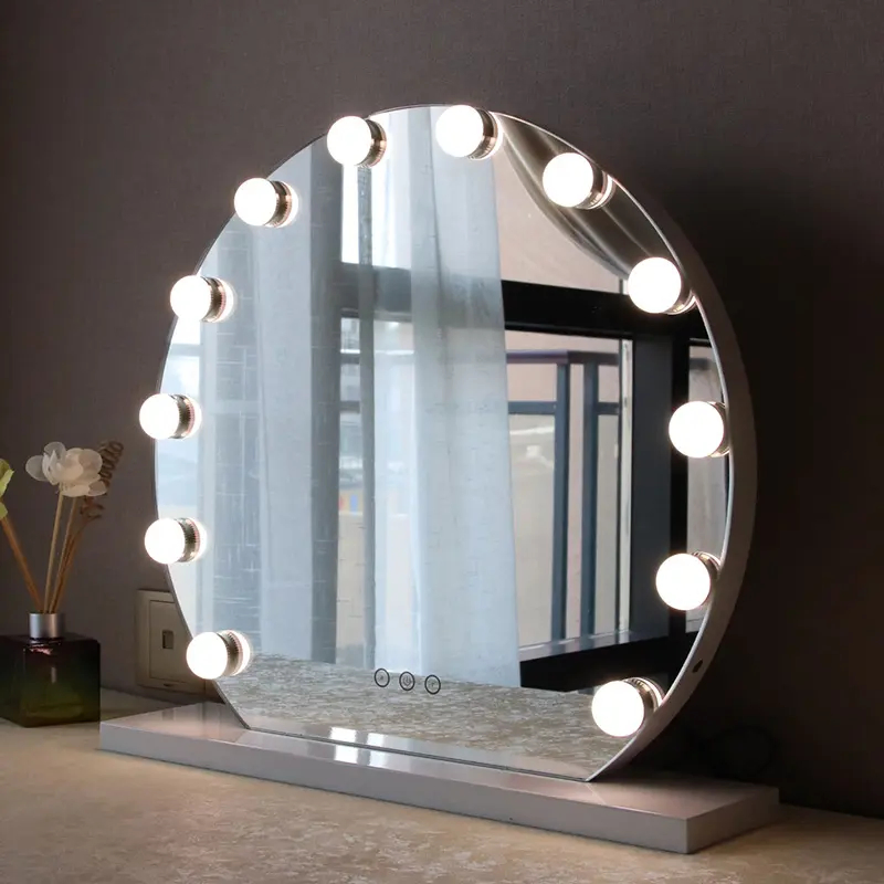 Hollywood Touch Screen Super Bright LED Lights Round Desktop Makeup Home Dressing Mirrors
