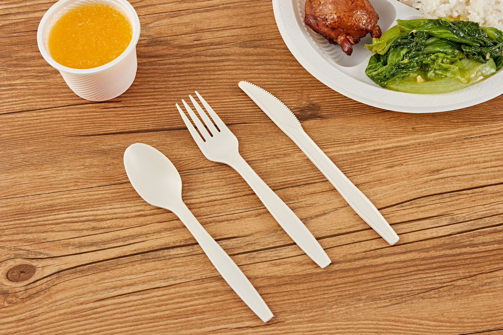 High Quality Disposable Biodegradable Natural Cornstarch Cutlery Fork Spoon Knife Set