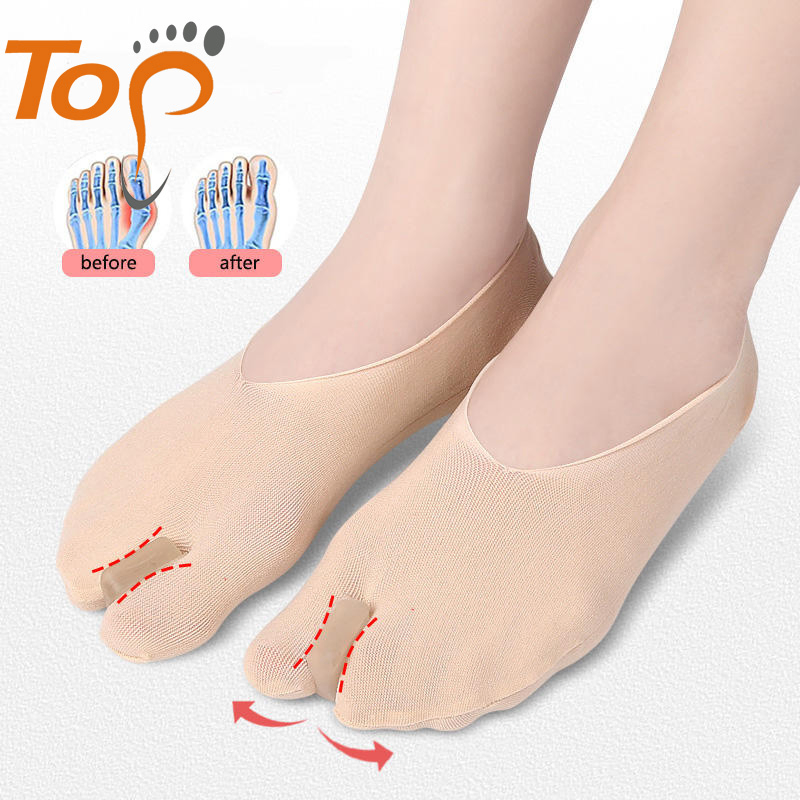 Women's Invisible Two-Toe Boat Design with Wear-Resistant Fabric Bunion Corrector Socks