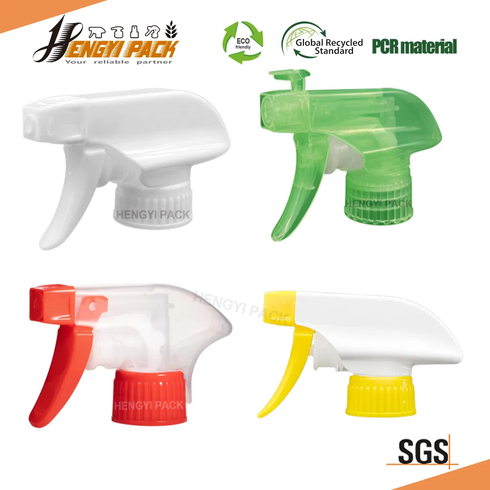 Chemical Acid Alkali Resistant 100% All Plastic Plastic Trigger Sprayer with Foam Spray Stream Nozzle 28 Child Safety PCR Material Hand Spray Head Gun