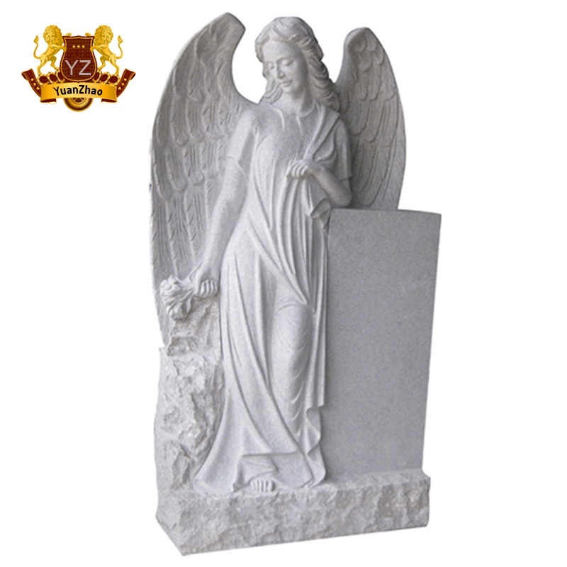 Sitting Angel Tombstone Sculpture Granite Memorial Decoration Headstone Gravestone